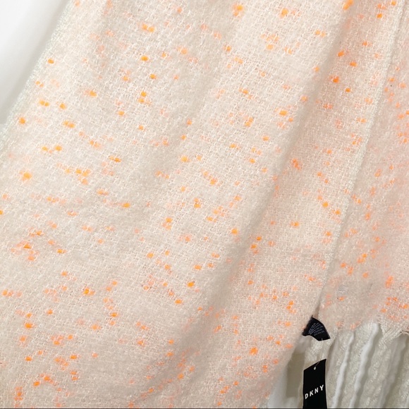 NWT DKNY Oversized Pop Neon Speckled Fringe Scarf - Picture 8 of 10